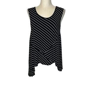 DKNY Jeans black & white striped geometric tank top Size Medium